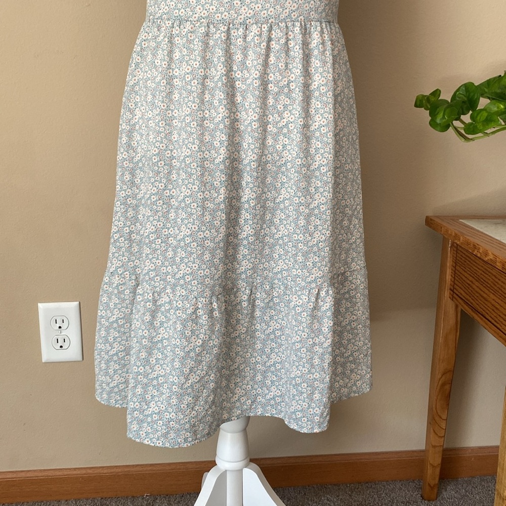 Monteau Los Angeles Light Blue Floral Midi Dress Large - Picture 3 of 8